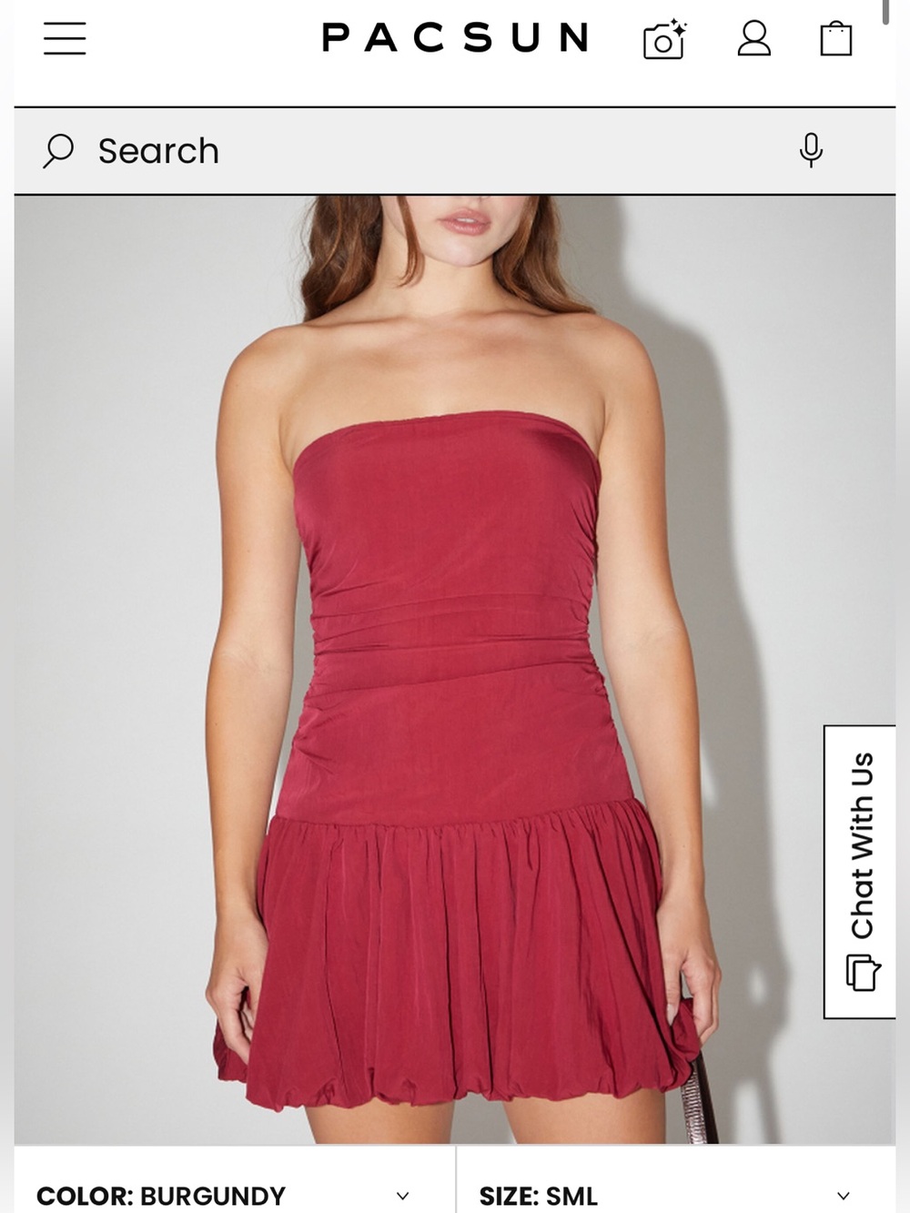 PacSun Beverly and Beck Tessa Strapless Bubble Mini
Dress- BURGUNDY, Size smal